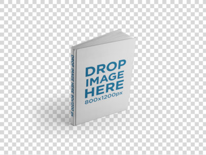 Hardcover Book Template Standing on a Transparent Surface