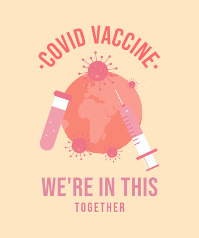 T-Shirt Design Template with an Illustration About the COVID Vaccine