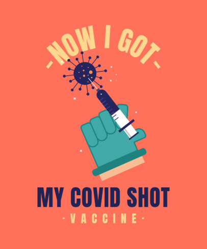 COVID-19-Themed T-Shirt Design Template Featuring an Illustration of a Vaccine Shot