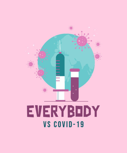 Illustrated T-Shirt Design Template with a COVID-19 Vaccine Theme