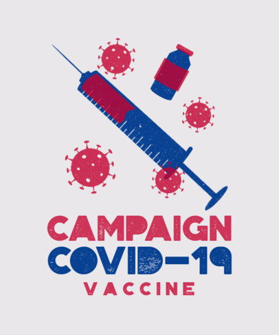 T-Shirt Design Template Featuring an Illustrated Syringe for COVID-19