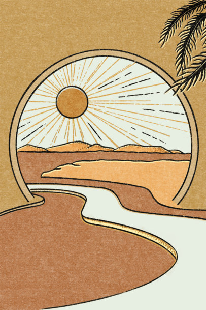 Art Print Design Template Featuring an Abstract Landscape