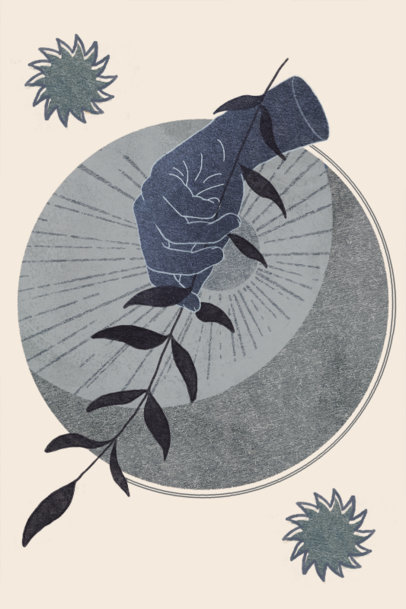 Art Print Design Template Featuring a Nature-inspired Illustration