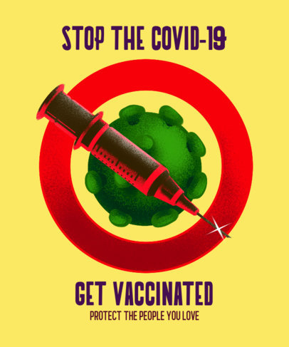 T-Shirt Design Maker for Vaccination Campaigns Featuring COVID-19 Themed Graphics 