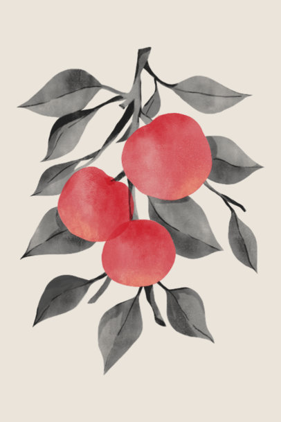 Art Print Design Generator Featuring a Fruit Tree Branch Illustration 3423h