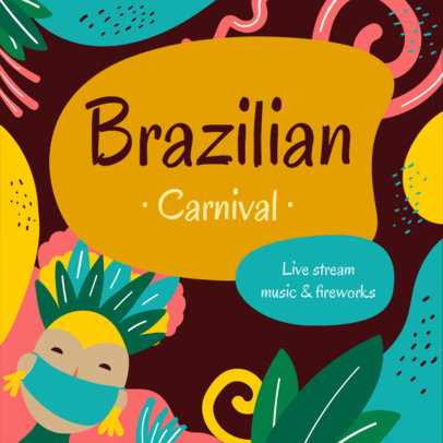 Facebook Post Maker to Promote a Brazilian Carnival Live Stream 3427a