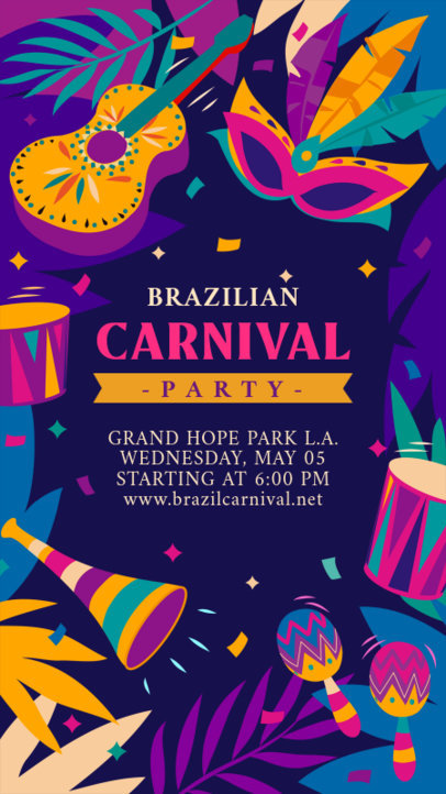 Instagram Story Creator for a Carnival Party with a Tropical Frame