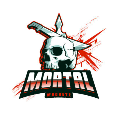 Logo Template with a Graphic of a Machete on a Skull 4095l