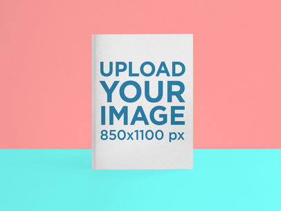 Frontal Mockup of a Magazine Standing on a Bicolor Surface a15298