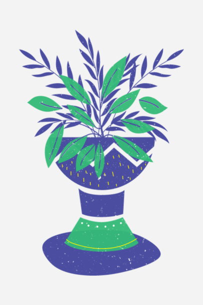 Art Print Design Template Featuring Illustrations of Plant Pots