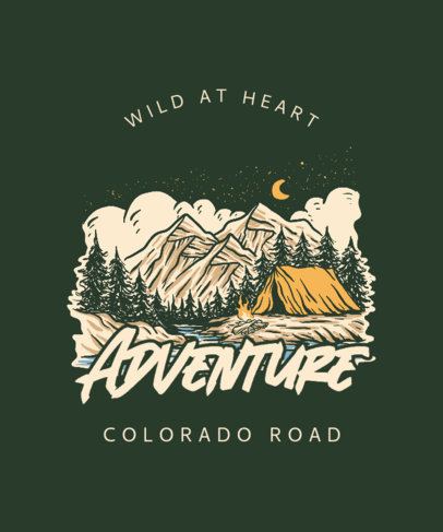 Outdoors T-Shirt Design Template with Illustrations of Nature