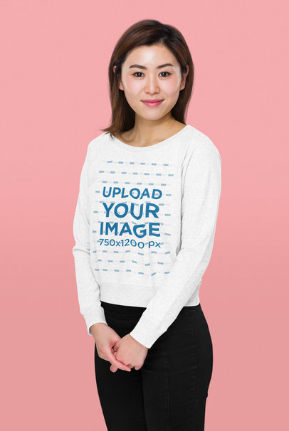 Sweatshirt Mockup of a Short-Haired Woman Posing in a Studio