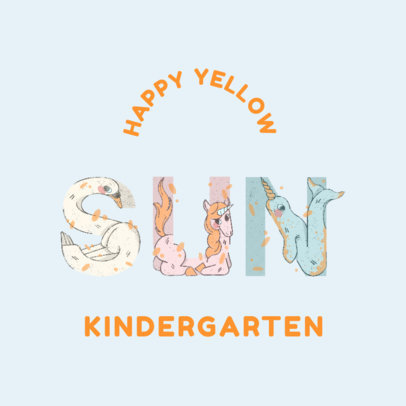 Online Logo Template for a Kindergarten Featuring Illustrated Animal Letters