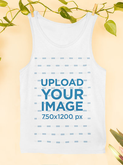 Mockup of a Tank Top Hanged by Some Plants 33958a