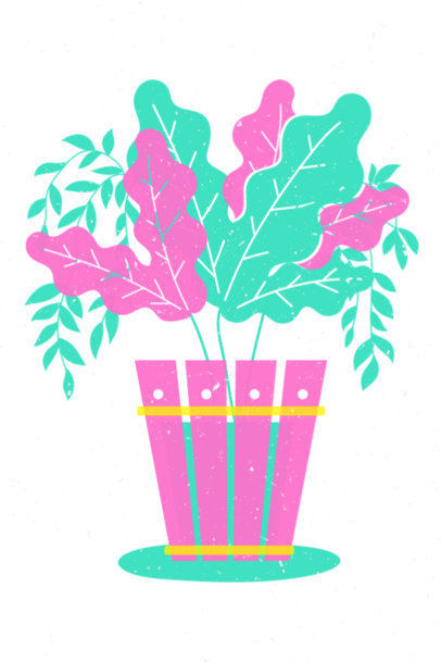 Illustrated Art Print Design Template Featuring an Ornamental Plant