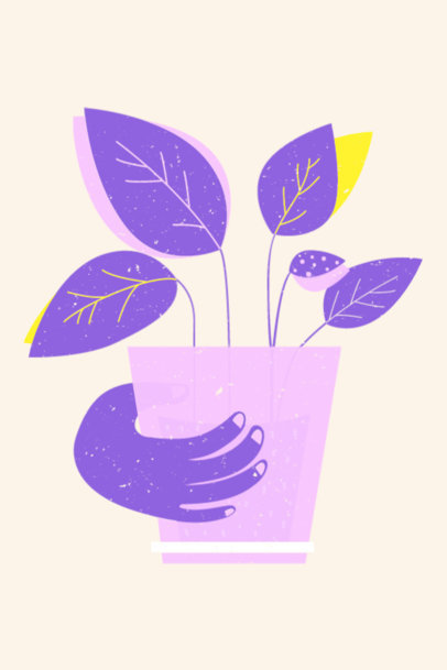Art Print Design Template with an Illustration of a Plant Pot