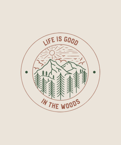 Illustrated T-Shirt Design Template for Outdoor Enthusiasts Featuring a Mountain Landscape 