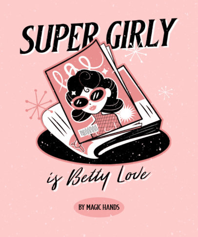 Vintage T-Shirt Design Template with a Graphic of Retro Magazines