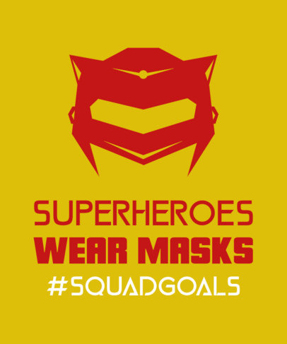 T-Shirt Design Template for a Superhero Squad with a Mask Graphic