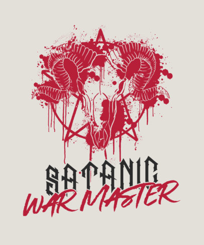 Satanic T-Shirt Design Template with a Goat Skull and a Pentagram 3452g