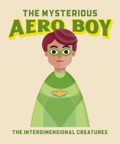T-Shirt Design Template with an Illustrated Mysterious Hero