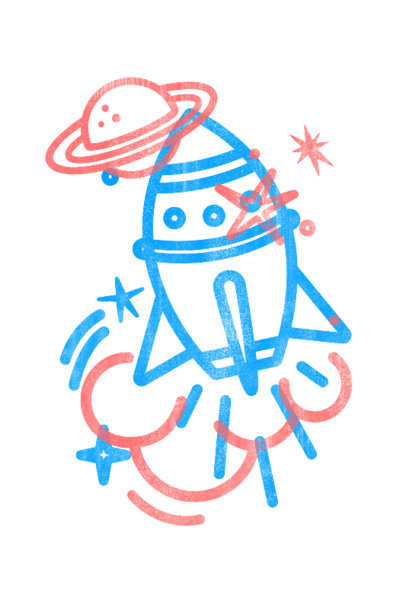 Art Print Template Featuring a Rocket Illustration 3458h