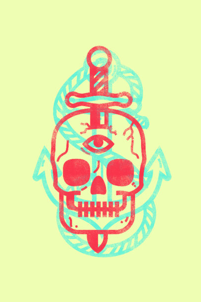 Art Print Design Template Featuring a Skull Illustration 