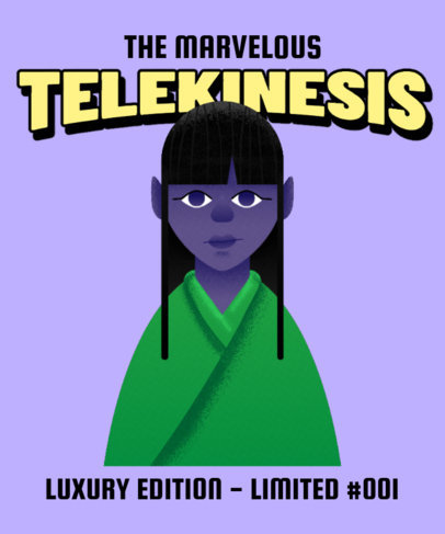 T-Shirt Design Template with a Female Superhero