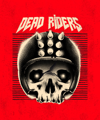 T-Shirt Design Template for Biker Clubs Featuring a Skull with a Helmet