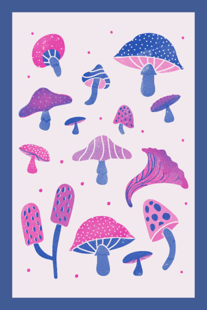 Art Print Generator Featuring Mushroom Illustrations