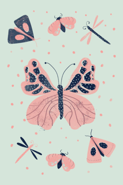 Art Print Design Maker Featuring a Butterfly Clipart 
