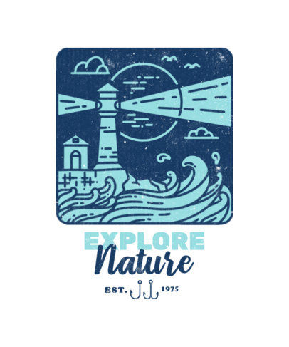 Adventure-Inspired T-Shirt Design Generator with an Illustration of a Lighthouse