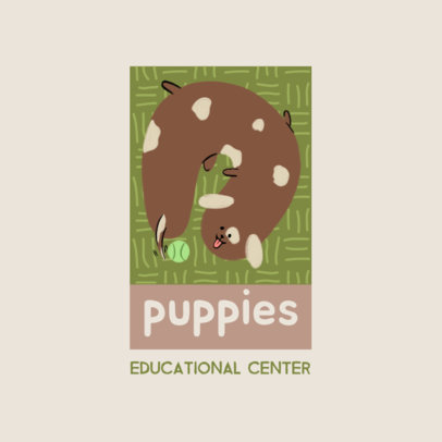 Logo Template for an Education Center Featuring a Puppy Clipart 