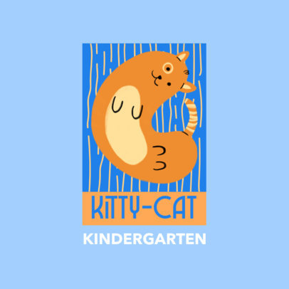 Kindergarten Logo Maker Featuring a Cat Clipart 
