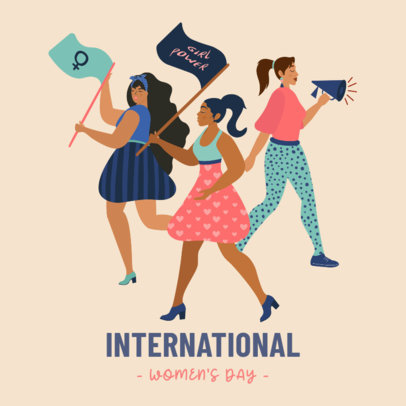 Feminist Instagram Post Template with International Women's Day Illustrations