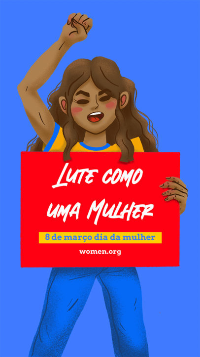 Women's Day-Themed Instagram Story Design Template Featuring Customizable Signs