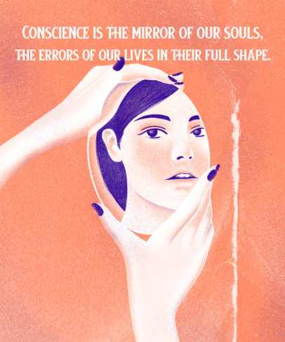 T-Shirt Design Maker Featuring an Illustration of a Woman With a Mirror 