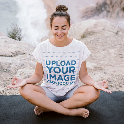 T-Shirt Mockup of a Woman Enjoying a Yoga Session in the Desert m1607-r-el2