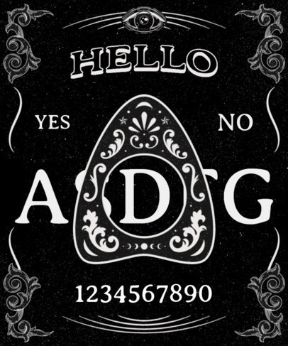 T-Shirt Design Template Featuring a Ouija Aesthetic