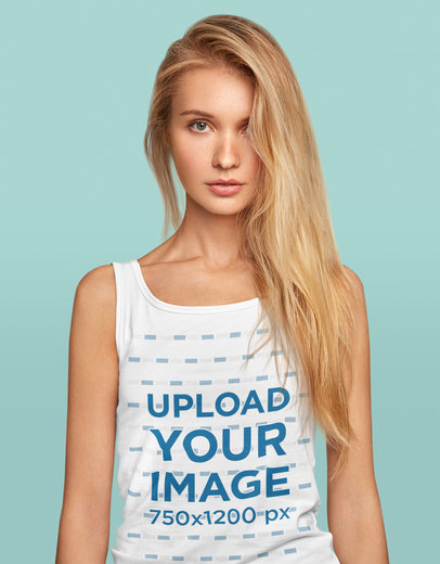 Tank Top Mockup of a Young Woman in a Studio