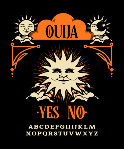 T-Shirt Design Template Featuring Ouija-Inspired Graphics