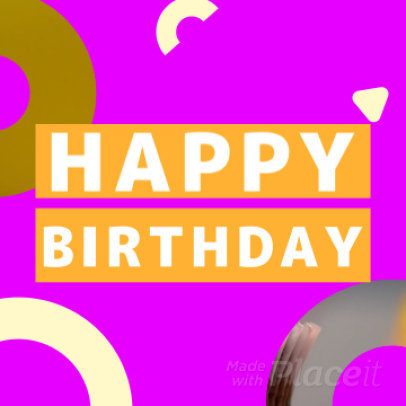 Instagram Post Video Maker with Colorful Animated Graphics for a B-Day Message 880a 2941