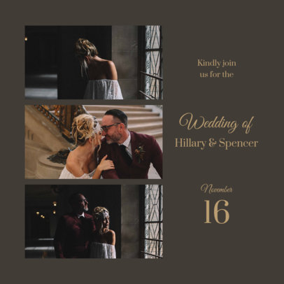 Instagram Post Template for Engaged Couples Featuring a Wedding Invitation