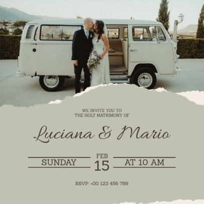 Wedding-Themed Instagram Post Template Featuring a Ripped Paper Effect
