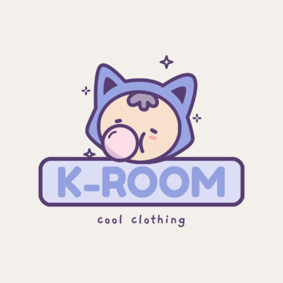 Kid's Clothing Brand Logo Generator Featuring Kawaii Cartoon Characters 
