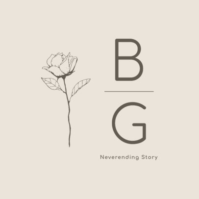 Wedding Logo Template Featuring a Delicate Rose Clipart 