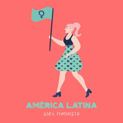 Instagram Post Creator for a Feminist March Featuring a Woman with a Flag