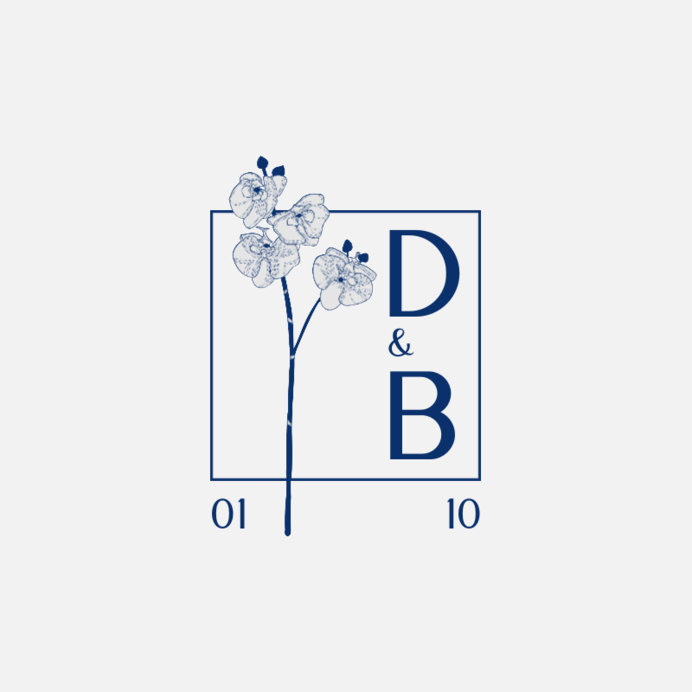 Wedding Monogram Logo Creator with an Illustrated Blossom