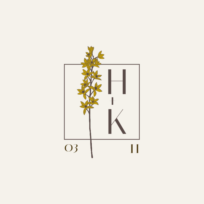 Logo Template for a Wedding Monogram with a Delicate Blossom