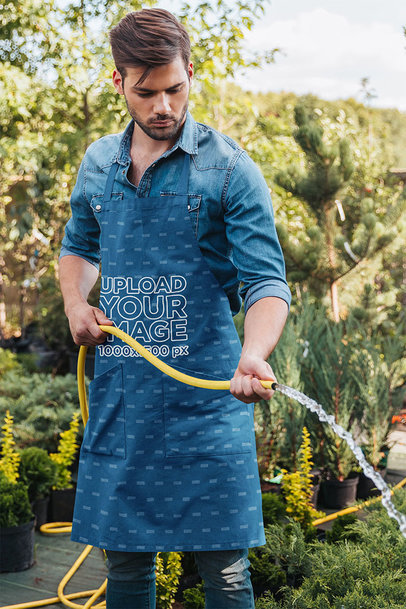 Apron Mockup of a Man Doing Gardening Work